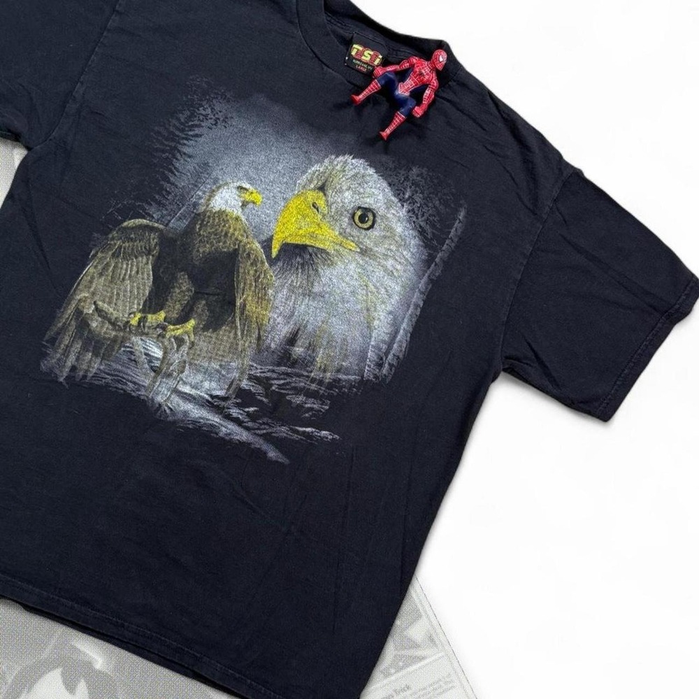 Vintage 90’s Black TSI Nature Wild Life Bald Eagles Graphic Tee Shirt